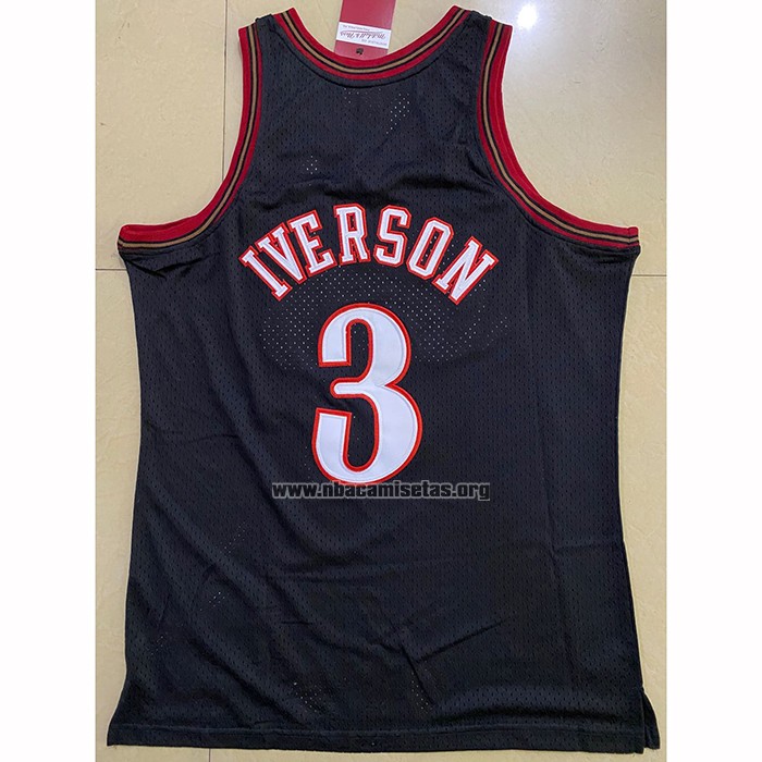 Camiseta Philadelphia 76ers Allen Iverson NO 3 Mitchell & Ness 1997-98 Negro